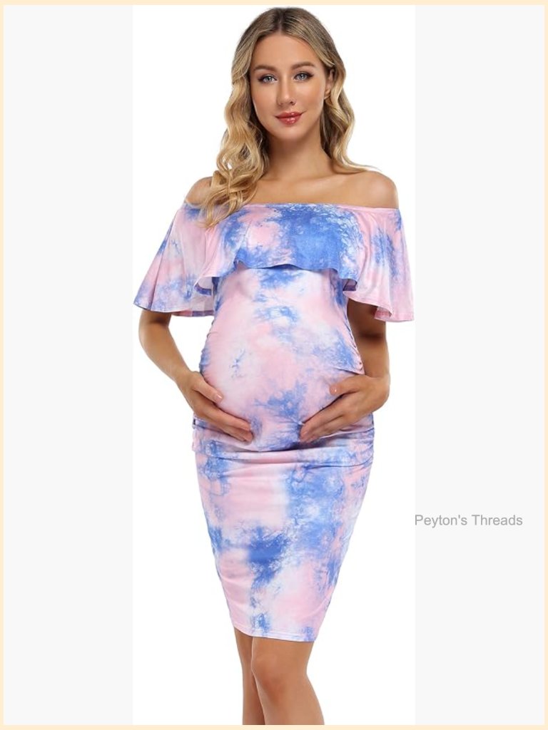 Off Shoulder Maternity Maxi Dress For Baby Shower Photography
